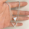 Triangle & Letter V Pendant Alloy Double Layer Necklaces for Women FS-WGE5888-01-1