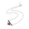Gemstone Triangle with Flower Pendant Necklace NJEW-P274-01AS-3