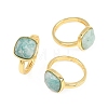 Natural Amazonite Finger Rings with Brass Findings G-H353-04G-03-5