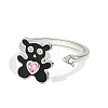 Enamel Bear Rotatable Open Cuff Rings for Women PW-WGA7A2D-01-1