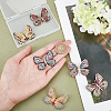 6Pcs 6 Colors Rhinestone Butterfly Badge JEWB-CA0001-16-3
