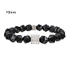 Polygon Natural Black Agate Beaded Stretch Bracelets WG9FB4D-03-1