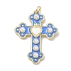 Brass Enamel with ABS Plastic Imitation Pearl Pendants KK-Z153-16G-02-1