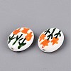Hand Painted Tulip Flower Oval Porcelain Beads PORC-N012-11D-2