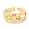 Rack Plating Brass Curb Chains Open Cuff Rings RJEW-R138-02G-1