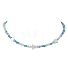 2Pcs 2 Color Glass & Natural Shell Star Beaded Necklaces Set NJEW-JN04646-02-4