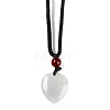 Natural Jadeite Heart Pendant Necklaces NJEW-F321-05-2