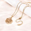 304 Stainless Steel Flower Pendant Cable Chain Necklaces for Men Women NJEW-K308-05A-G-3