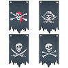 4Pcs Polyester Halloween Pirate Skull Flag Banner Double Sided Indoor Outdoor Decoration AJEW-WR0003-45-1