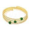 Rack Plating Brass Pave Clear Cubic Zirconia Open Cuff Wrap Bangles BJEW-B110-01G-01-2