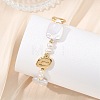 Natural Baroque Pearl Keshi Pearl & Brass Beaded Bracelets for Women BJEW-JB13799-2