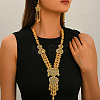 Luxury Vintage Alloy Heart Hollow Tassel Earrings & Necklaces Set for Women Wedding Party Dress HJ0822-4
