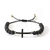 Natural Lava Rock Round Bead Braided Bead Bracelets FL7803-1-2