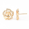 Brass Micro Pave Clear Cubic Zirconia Stud Earrings Findings KK-T062-124G-NF-3