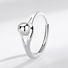 Round Rhodium Plated 925 Sterling Silver Adjustable Rings FS-WG2BA4F-01-2