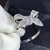 Bowknot Brass Micro Pave Clear Cubic Zirconia Finger Rings for Women FS-WGD928F-02-4