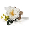 2Pcs 2 Style Silk Cloth Rose Flower Boutonniere Brooch & Wrist Corsage AJEW-CP0001-53-3