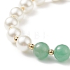 Round Natural Green Aventurine & Shell Pearl Beaded Stretch Bracelet BJEW-TA00191-02-6