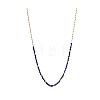 Faceted Round Natural Lapis Lazuli Beaded Necklaces with 304 Stainless Steel Ball Chains for Women WG823A3-02-1