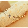 Double Heart Alloy Rhinestone Cuff Bangles for Women WGD430F-01-4