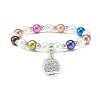 Imitation Pearl Beaded Stretch Bracelet with Drop Charm for Women BJEW-JB07639-3