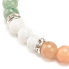 Natural Red Aventurine & Gemstone Round Beaded Bracelet for Women BJEW-JB08336-04-5