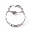 201 Stainless Steel Hand Hug Heart Adjustable Ring for Women RJEW-K238-05P-2
