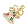 Christmas Brass Micro Pave Cubic Zirconia Pendants KK-K413-02G-2
