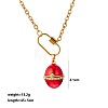 Brass Cubic Zirconia with Enamel Easter Egg Openable Bead Cage Pendant Necklaces FS-WGEA154-05-1