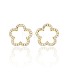 Sweet and Cute Silver Earrings with Zirconia Flower Design QK5383-1-1