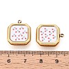 Printed Style 304 Stainless Steel Square with Flower Pendants STAS-T071-24C-G-3
