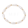 Natural Baroque Keshi Pearl & Brass Beaded Stretch Bracelets for Women BJEW-JB13685-3