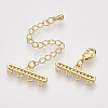 Brass Micro Pave Cubic Zirconia Chain Extender X-ZIRC-Q022-031G-NR-3