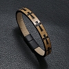 Cross Imitation Leather Flat Cord Bracelet PW-WG11142-04-1
