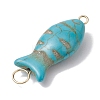 Synthetic Turquoise Fish Connector Charms PALLOY-JF02656-3