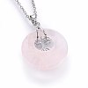 Natural Rose Quartz Pendant Necklaces NJEW-P228-A09-3