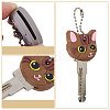 6Pcs 6 Colors Cat Head PVC Anti-Lost Key Sleeve Pendant Decorations HJEW-GL0001-30-4