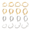 16Pcs 8 Style Brass Micro Pave Clear Cubic Zirconia Huggie Hoop Earring Findings KK-AR0002-65-1