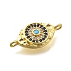 Brass Micro Pave Blue & Clear Cubic Zirconia Eye Connector Charms KK-D295-24G-2