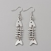 Alloy Fishbone Long Dangle Eararings for Women EJEW-WH0017-45A-P-1