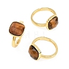 Natural Gemstone Finger Rings with Brass Findings G-H353-04G-7