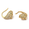 Rack Plating Brass Micro Pave Cubic Zirconia Leopard Cuff Earrings EJEW-E290-04G-2
