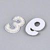 10Pcs ABS Plastic Imitation Pearl & Rhinestone & Cloth Number Cloth Patches PATC-T001-02M-3