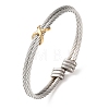 Duo Tone 304 Stainless Steel Infinity Twisted Open Cuff Bangles for Women SA-CBA2192-04GP-4