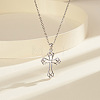 Rhodium Plated 925 Sterling Silver Pave Clear Cubic Zirconia Knot Cross Pendant Necklaces for Women NJEW-F323-02P-2