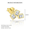 Rectangle 925 Sterling Silver Micro Pave Clear Cubic Zirconia Stud Earrings FS-WGC4DF4-01-2
