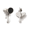 304 Stainless Steel Heart Stud Earrings EJEW-C114-18P-01-1