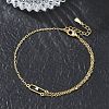Brass Micro Pave Clear Cubic Zirconia Link Bracelets BJEW-E114-01E-G-2