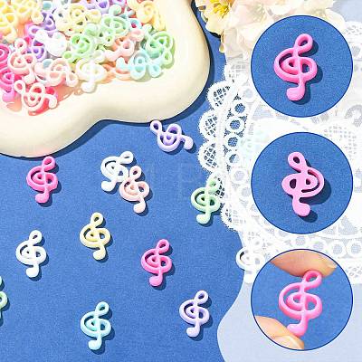 7 Bags 70Pcs 7 Colors Musical Note Opaque Resin Cabochons RESI-CJ0005-44-1