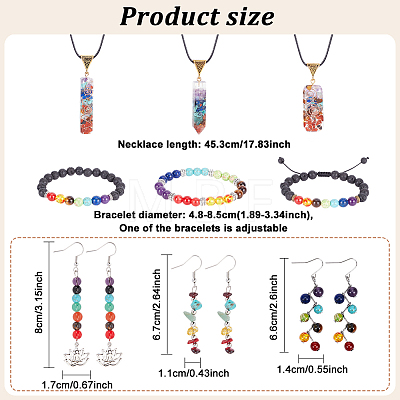 Natural & Synthetic Mixed Gemstone Chakra Yoga Jewelry Set SJEW-AN0001-40-1